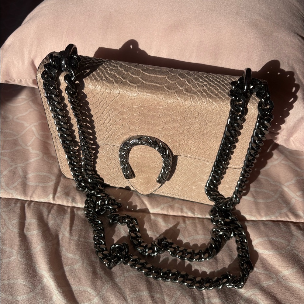 Elegant Tan Chain Shoulder Bag